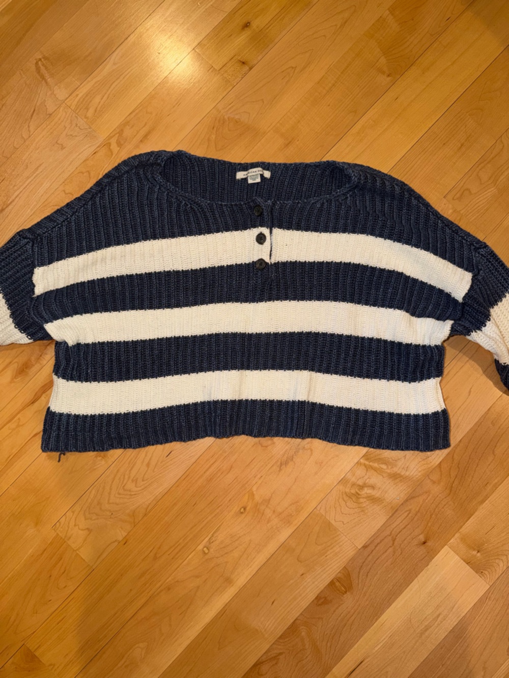 American Eagle XS blue and white striped sweater